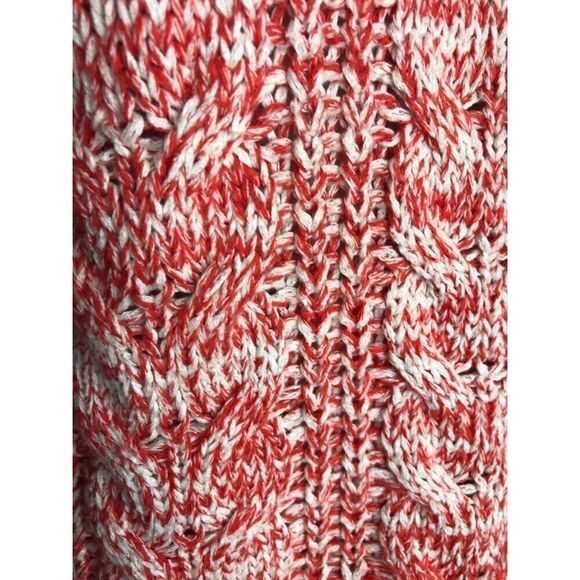 Free People Cable Knit Red White Sweater Size Medium - Picture 4 of 7
